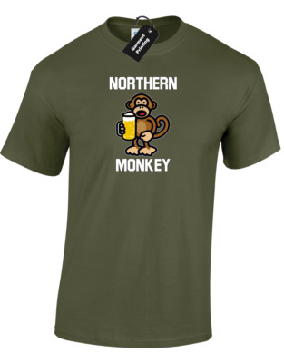 NORTHERN MONKEY HERREN-T-SHIRT LUSTIGE FREIZEIT RETRO FUSSBALL HOOLIGAN (FARBE)
