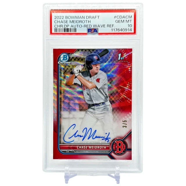 2022 Bowman Chrome Draft Chase Meidroth 1st Bowman RED WAVE AUTO /5 PSA 10