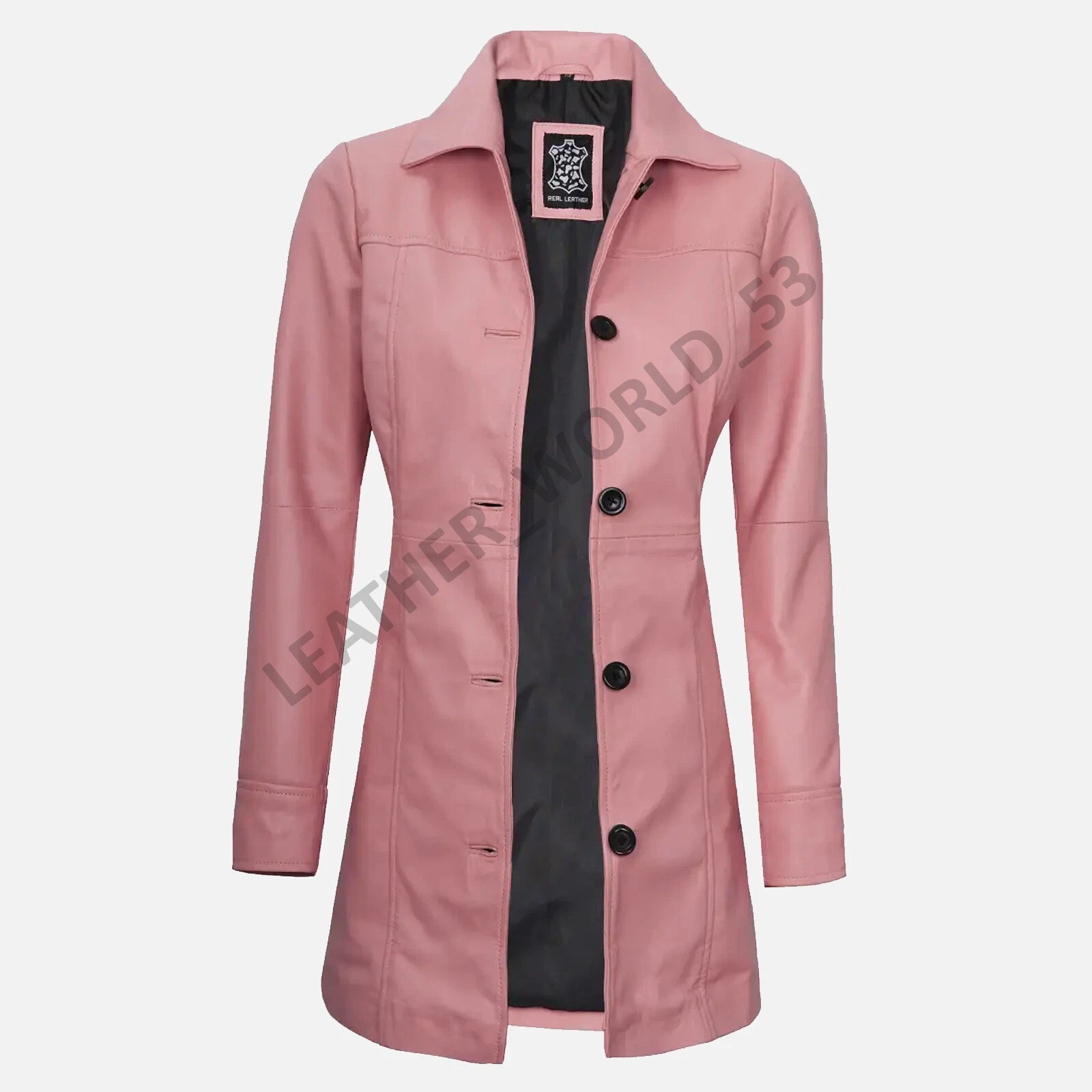 Long Best High New Women Real Leather Pink Car Coat Leather jacket lamb skin