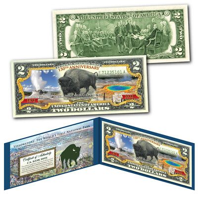 #ad YELLOWSTONE NATIONAL PARK 150TH ANNIVERSARY Genuine $2 Bill 1901 Bison Edition $14.95