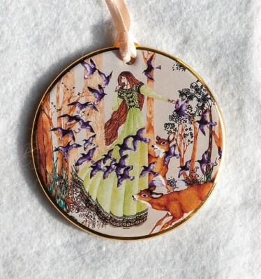 * MAGIC CAGE - PANEL 1 * Porcelain Ornament Reproduction w/ 22 K Gold Border