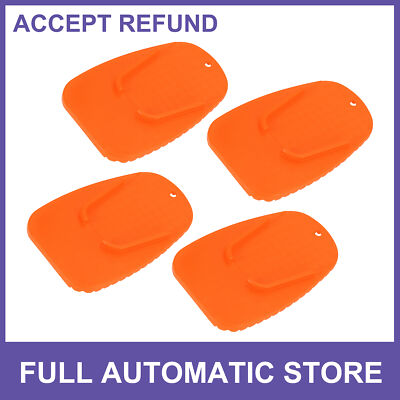 Piece of 4 Motorcycle Kickstand Pad Support Plate Pad Parking Stand Side Orange