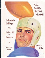 1944 Bond Bowl Game Colorado College vs Denver  Football Program 