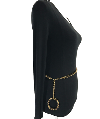 Women's Chain Belt XS Gold Black VTG Metal Beaded Mod GoGo Dress Ladies |  eBay