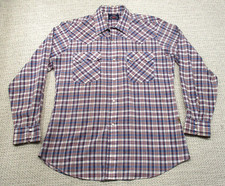 Vintage LEVIS Levi Strauss Shirt L BIG E Pearl Snaps WESTERN Sawtooth Plaid READ