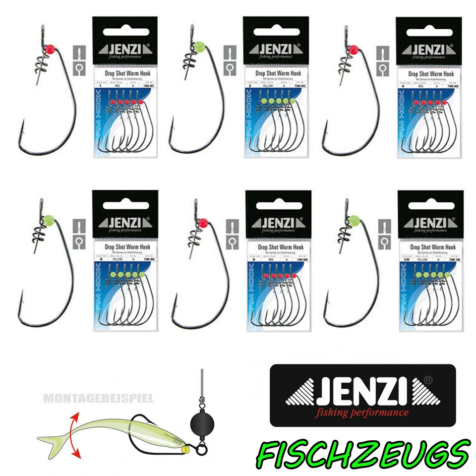 Jenzi Offset Hook Drop Shot Worm Hook Angelhaken Raubfisch Haken BaitScrew