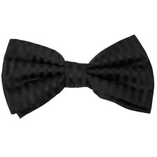 New men's pre-tied bowtie tone on tone stripes polyester formal wedding Black