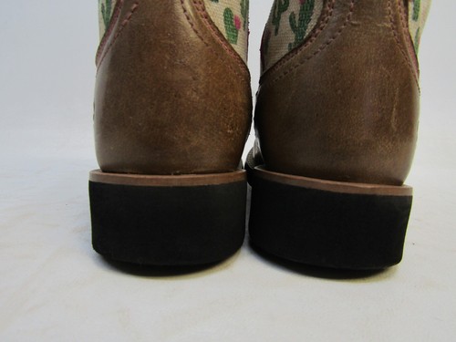 Ariat Litttle Kids Youth Size 9 M Brown Leather Cactus Print Cowboy Boots - Picture 8 of 11