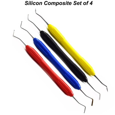 Set of 4 Dental Amalgam Silicon Composite Filling Instruments Restoration Tools