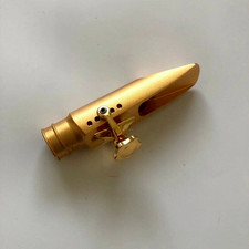 Gold Plated opper Alto Saxophone Mouthpiee Slim Buffer 5 - 8 w/Ligature