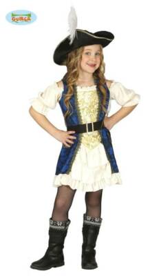 COSTUME CARNEVALE PIRATA CAPITANA BIMBI VESTITO GUIRCA PIRATESSA