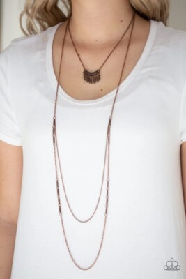 Homestead Harvest - Layered Copper Floral Necklace Earring Set Paparazzi Jewelry