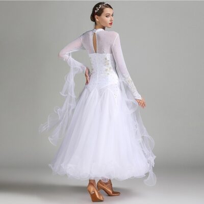 Ballroom Dance Dress Embroidery Split Joint Crystals Rhinestones Women's Training Performance Long Sleeve Spandex Mesh Organza Ballroom Dance Dress Embroidery Split Joint Crystals Rhinestones Women's Training Performance Long Sleeve Spandex Mesh Organza