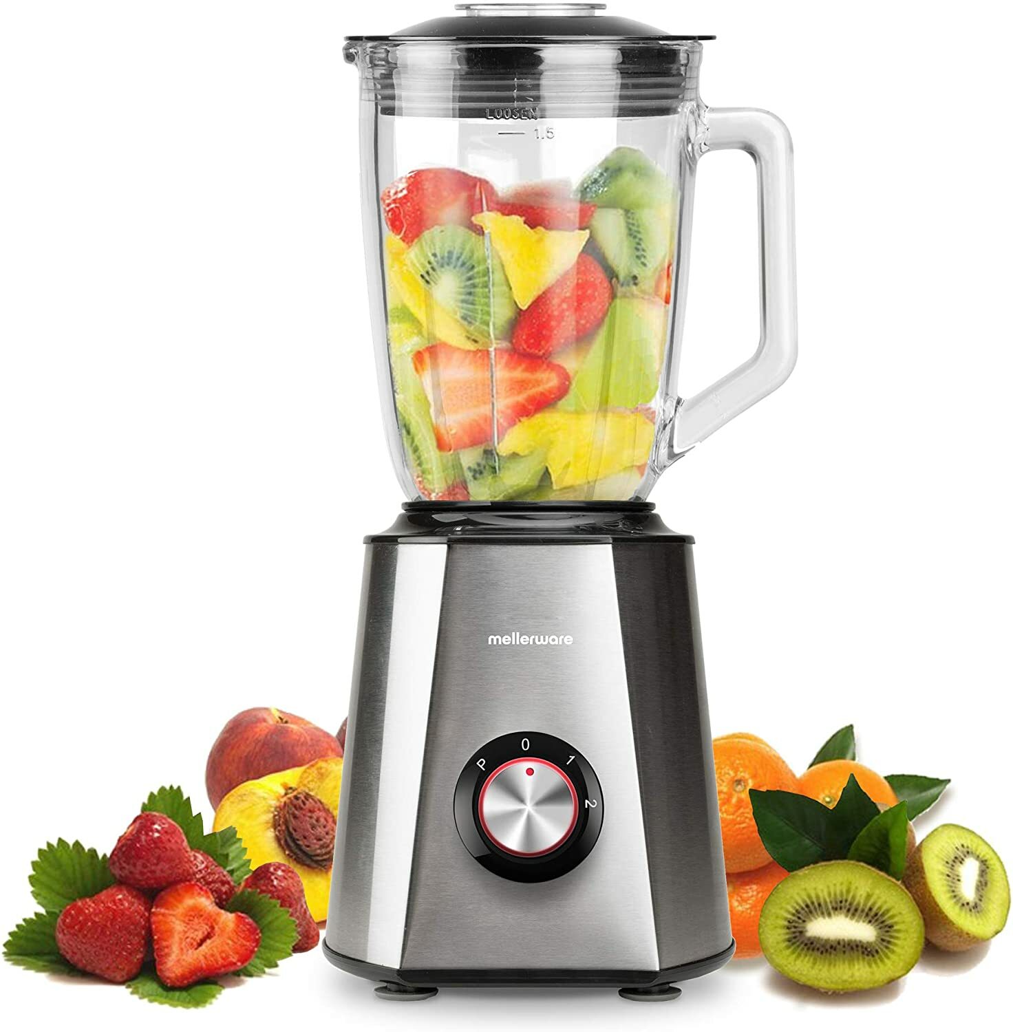 Mixeur extracteur plongeant 1300w électrique léger avec bol de 1,5L en verre