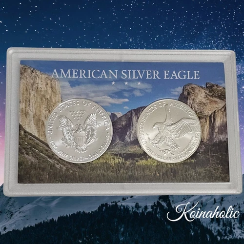 2021 American Silver Eagle Type 1 & Type 2 Uncirculated 2 Coin Set  .999 Silver