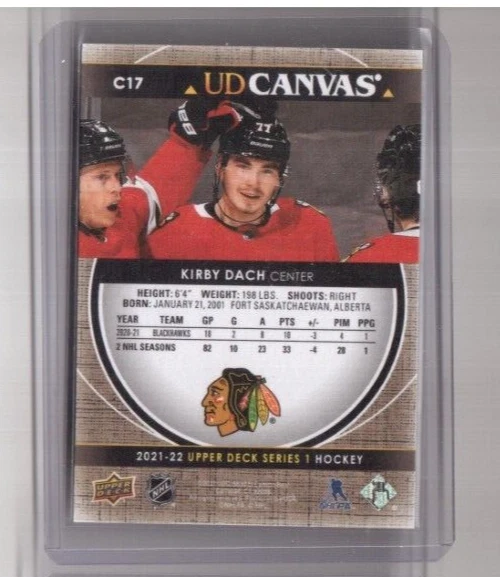 2021-22 Upper Deck Series 1 UD Canvas Card # C17 Kirby Dach Chicago Blackhawks - Image 2 of 2