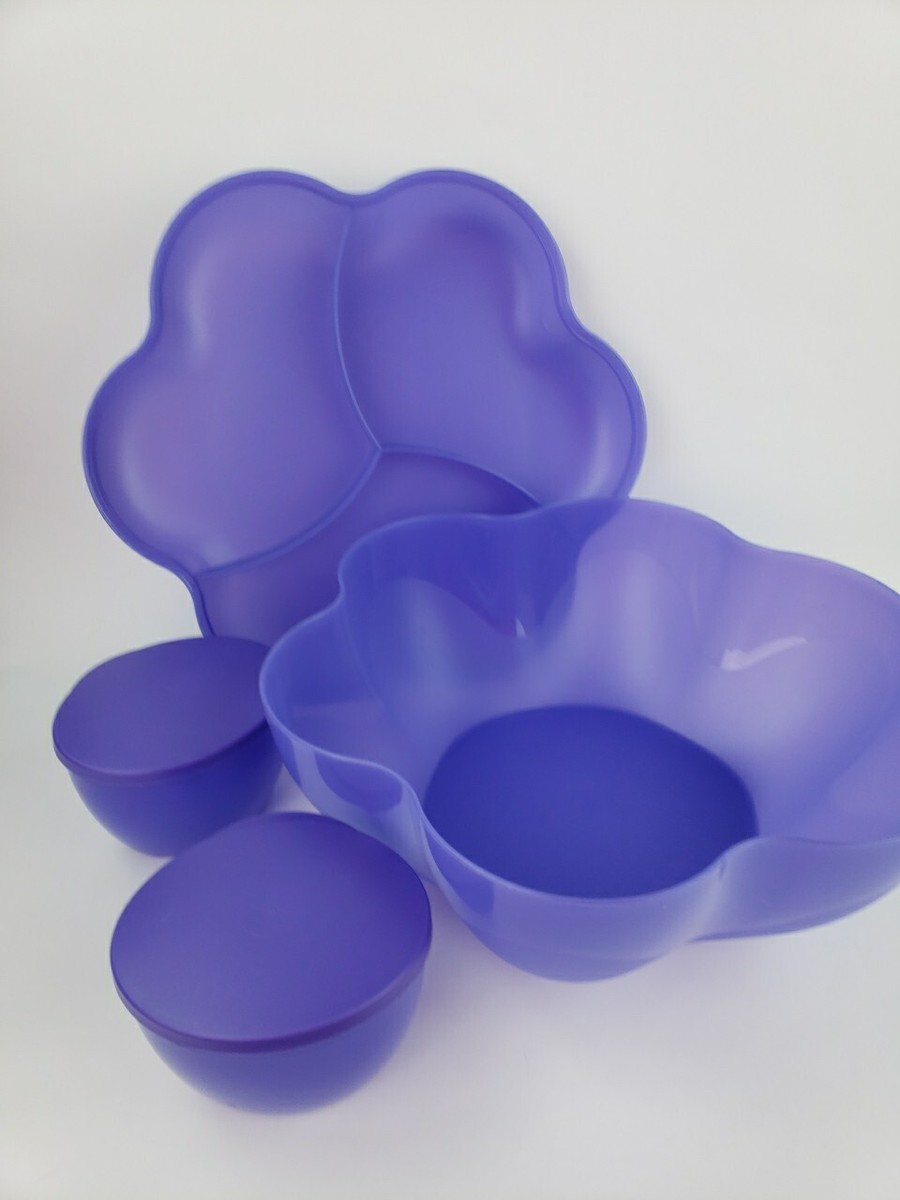 Tupperware pc Blue Chip 'N Dip Bowl Set Cover Serving Tray Dip