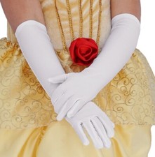 Gloves Child 15" Long White Nylon Dress Up Formal Gloves