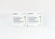 Primal Life Organics Powdered Mineral Toothpaste Sparkling Spearmint 1oz Each x2