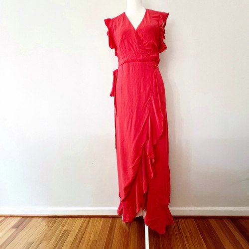 Express Ruffle Sleeveless V Neck Wrap Maxi Dress Casual Women’s Size XS