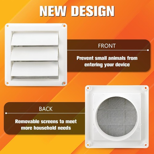 4" Dryer Vent Cover PVC 6x6" Louvered Auto-Closing Ideal for Outdoor Use - Picture 7 of 7