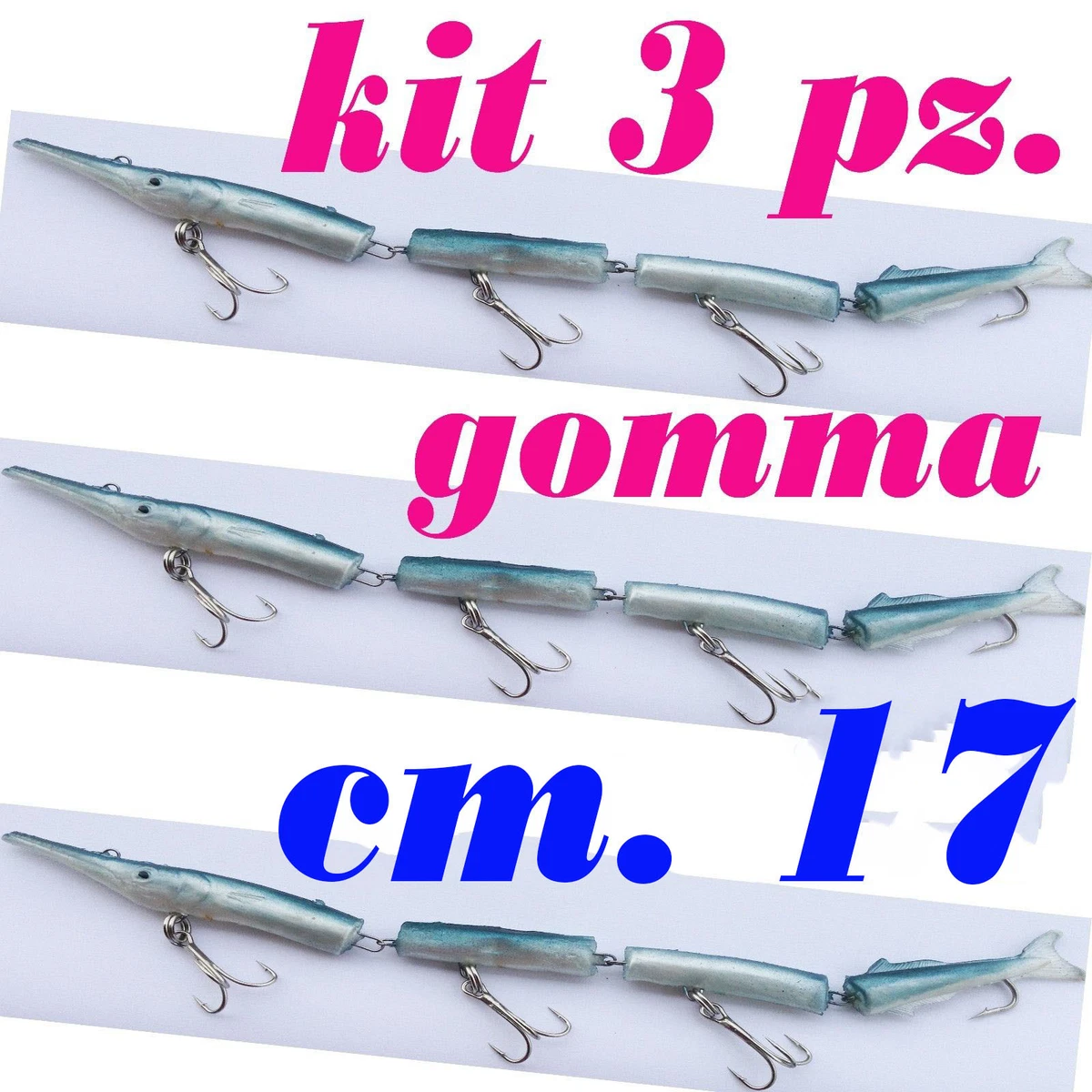 Kit 3 Esche A Forma Di Ago Per Pesca Spinning In Mare - Serra, Barracuda, Spigola - Foto 3