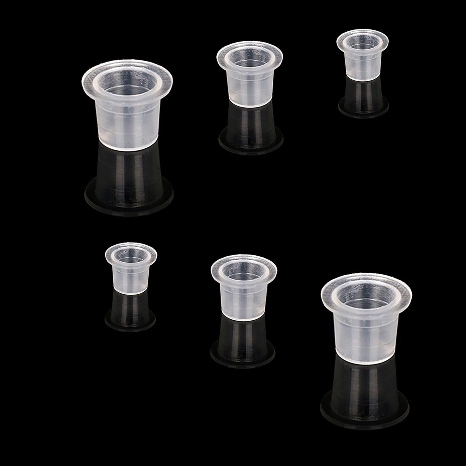 Tattoo Ink Caps, 600PCS Mixed Size Ink Caps Cups, Disposable Plastic Clear Tatto