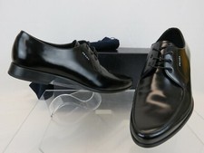 NIB PRADA 2EC124 BLACK POLISHED LEATHER POINTED TOE LACE LOGO OXFORDS 7.5 US 8.5