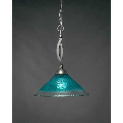 Toltec Lighting Bow Pendant, Brushed Nickel, 16' Teal Crystal Glass - 271-BN-715