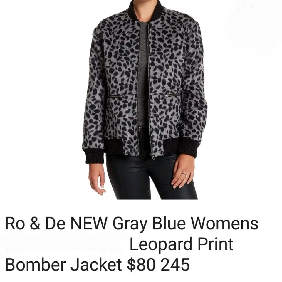 NWT Ro & De wool blend leopard Bomber Warm and gorgeous looking - Image 4 of 4