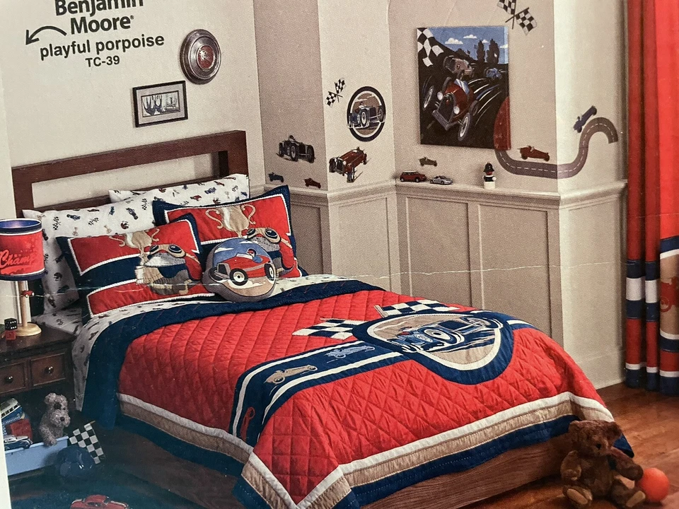 Juego de 4 piezas de funda de cama CIRCO completa/queen COLCHA diseño de coches y funda de cama SHAMS NUEVO p94 Foto 3 de 4