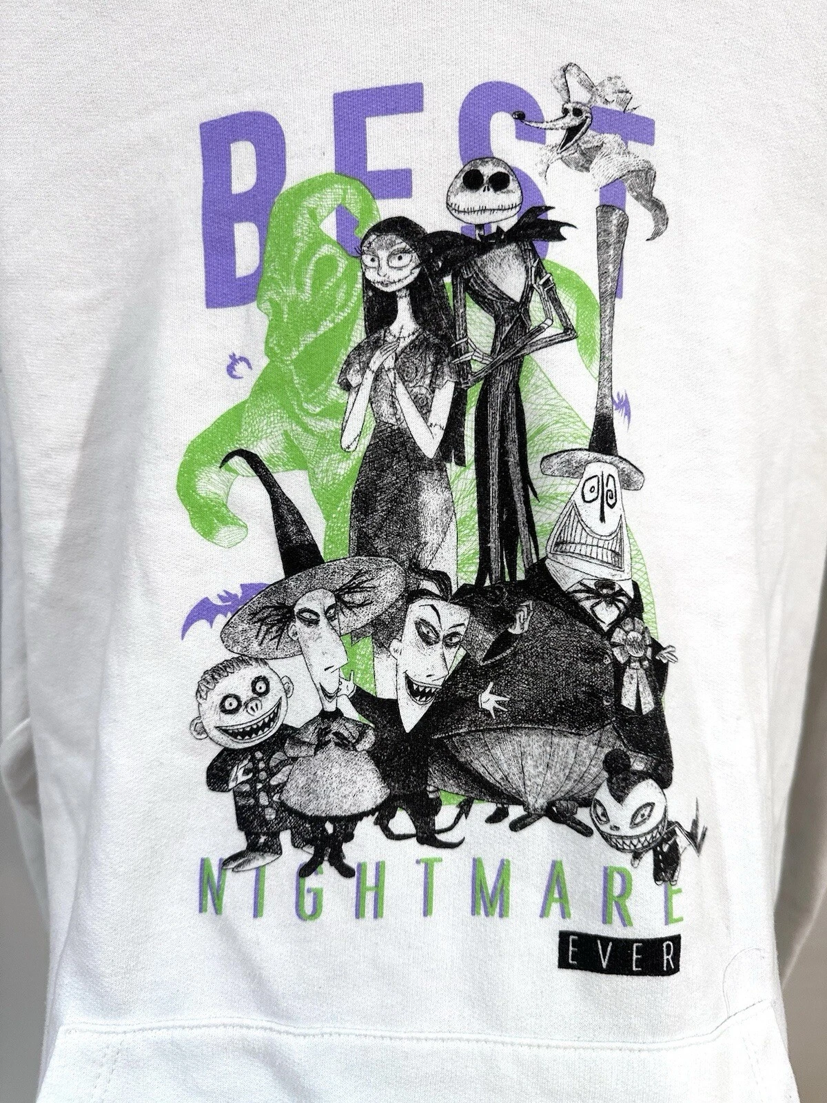 OFF WHITE Felpa con cappuccio manica lunga Disney Nightmare Before Christmas Junior panna taglia XXL (19)