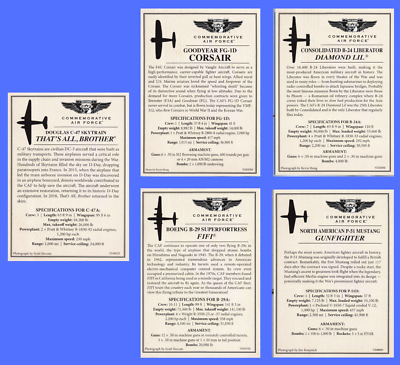 USAF Commemorative Air Force Trading Cards from WWII Set of 5
