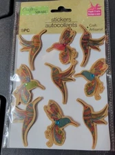 Crafter's Square Craft Art Paper Stickers Artisan Hummingbird Rhinestone Detail 
