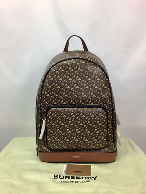 New Authentic Burberry MEN'S ROCCO TB MONOGRAM BACKPACK IN BROWN PATTERN 8022543
