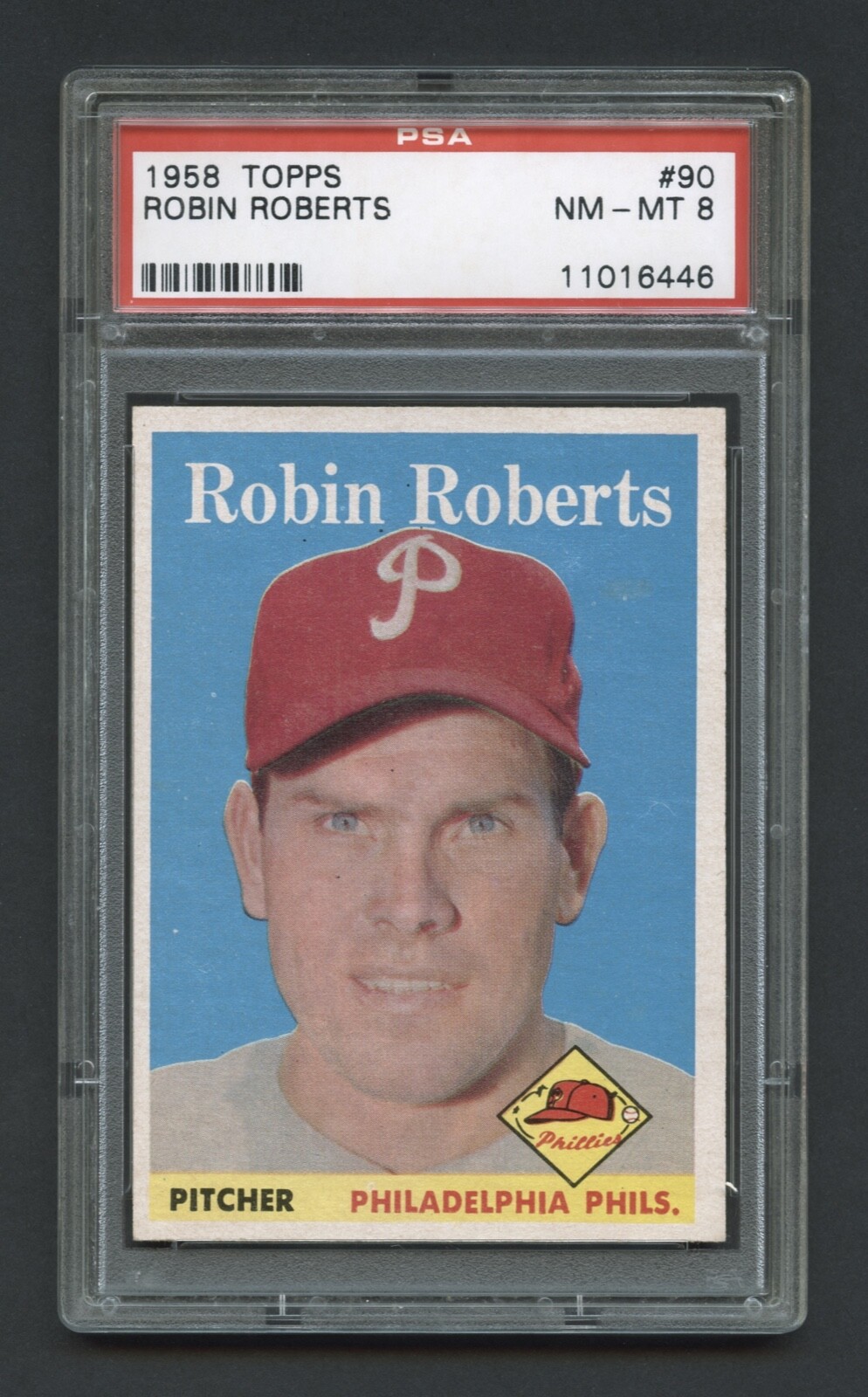 1958 ROBIN ROBERTS HOF PSA 8 NM-MT TOPPS PHILADELPHIA PHILLIES SHARP (#90) RZC