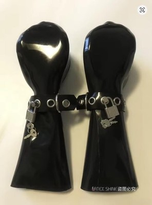 Handmade Sexy 1MM Lockable Latex Boxing Gloves Mitts