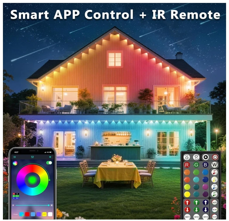 300英尺永久户外RGB灯,IP67防水智能Eave照明 — 第 2/4 张图片