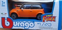 Mini Cooper S Orange Modelauto Ca.11Cm *Neu* Freilauf 1:43