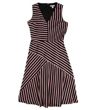 bar III Womens Mixed-Stripe Fit & Flare Dress
