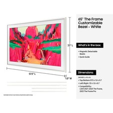 Samsung 65" The Frame Customizable Bezel In Modern White 2025 Model 