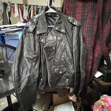 Vintage Schott Leather Moto Jacket Size 44 Bl...