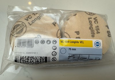 100x Hermes VC 154 Longlife Velour 75mm 80er Körnung Klett Schleifscheiben ohne Löcher