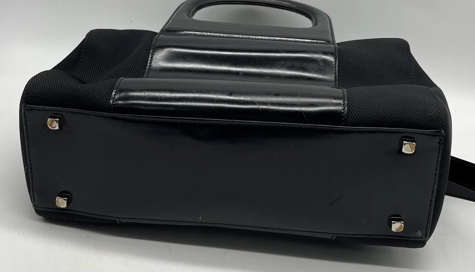 Salvatore Ferragamo Black Canvas/Patent Logo Gancini Handbag - Image 4 of 4