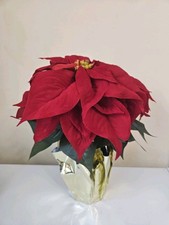 Poinsettia Plant with 5 Flowers, color red Artificial FlowerPot size 15
