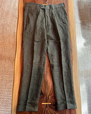 Todd Snyder Men's Green Plaid Linen Pleated Slim Straight Dress Pants 31