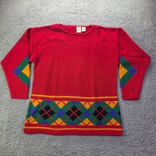 Clifford & Wills Kids XL Red Argyle Cotton Knit Crewneck Sweater Vintage
