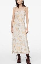 Zara Limited Edition Women’s Dress Fits UK 10/12 Cream Apricot Floral  Sequin  