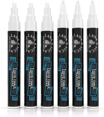 Liquid Chalk Marker Pen - White Dry Erase - 6 Count (Pack of 1),