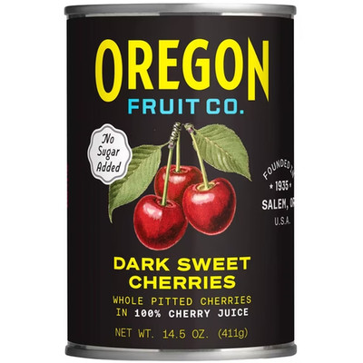 Oregon Fruit Co. Dark Sweet Cherries in 100% Cherry Juice, No Sugar Added, 14.5 